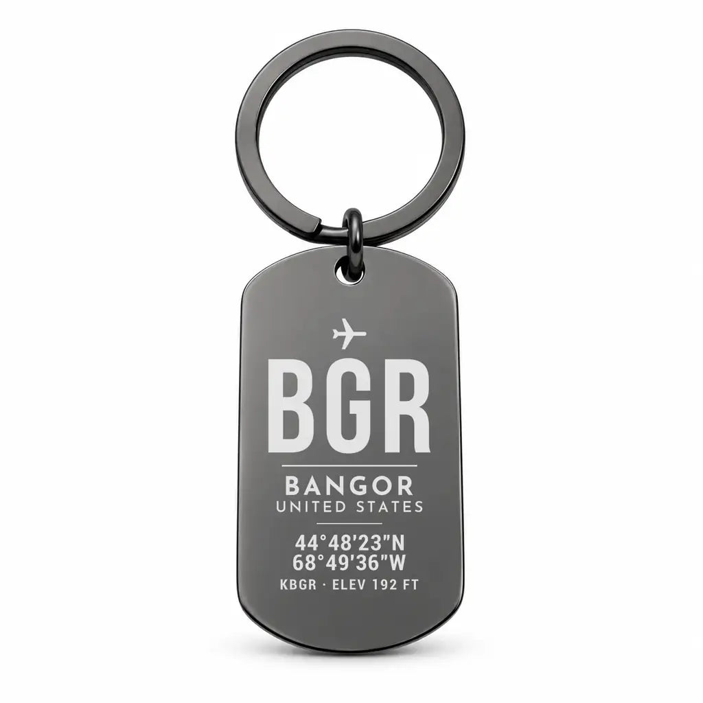 Bangor International Airport BGR - Key Chain - Original Design - Black