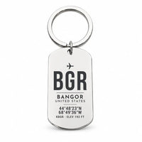 Thumbnail for Bangor International Airport BGR - Key Chain - Original Design - Silver