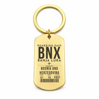 Thumbnail for Banja Luka International Airport BNX - Key Chain - Boarding Pass Style - Gold
