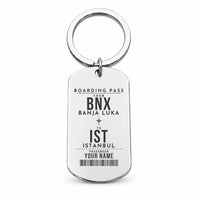 Thumbnail for Banja Luka International Airport BNX - Key Chain - Customizable Boarding Pass - Silver