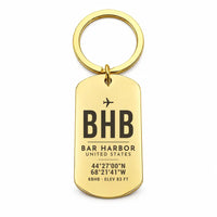 Thumbnail for Bar Harbor Hancock County Airport BHB - Key Chain - Original Design - Gold