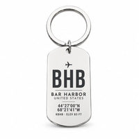 Thumbnail for Bar Harbor Hancock County Airport BHB - Key Chain - Original Design - Silver