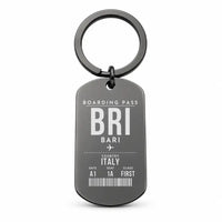 Thumbnail for Bari Karol Wojtyła Airport BRI - Key Chain - Boarding Pass Style - Black