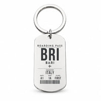 Thumbnail for Bari Karol Wojtyła Airport BRI - Key Chain - Boarding Pass Style - Silver