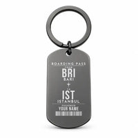 Thumbnail for Bari Karol Wojtyła Airport BRI - Key Chain - Customizable Boarding Pass - Black