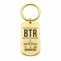 Thumbnail for Baton Rouge Metropolitan Airport BTR - Key Chain - Boarding Pass Style - Gold