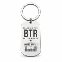 Thumbnail for Baton Rouge Metropolitan Airport BTR - Key Chain - Boarding Pass Style - Silver