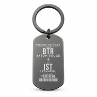 Thumbnail for Baton Rouge Metropolitan Airport BTR - Key Chain - Customizable Boarding Pass - Black