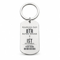 Thumbnail for Baton Rouge Metropolitan Airport BTR - Key Chain - Customizable Boarding Pass - Silver