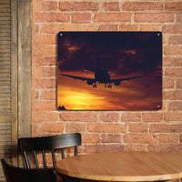 Thumbnail for Beautiful Aircraft Landing at Sunset Printed Metal Sign