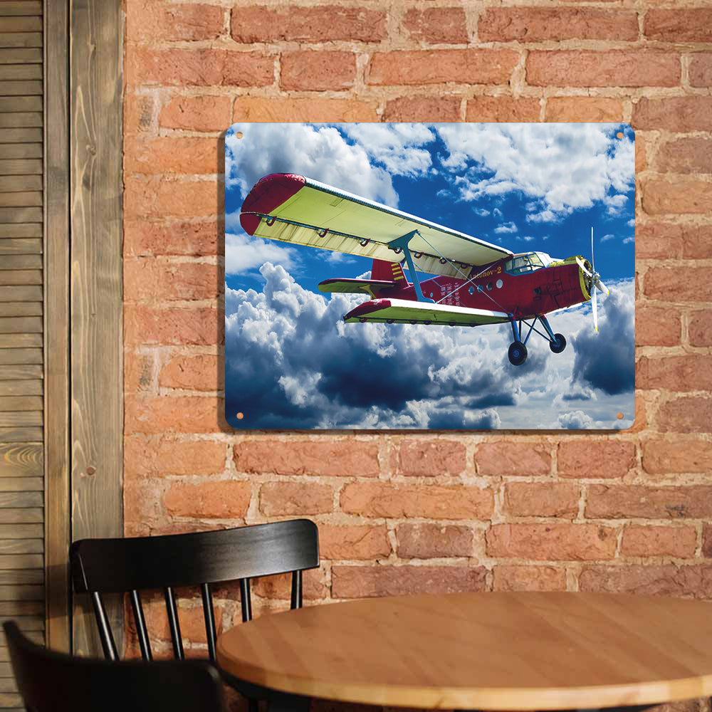 Beautiful Clouds & Antonov-2 Printed Metal Sign