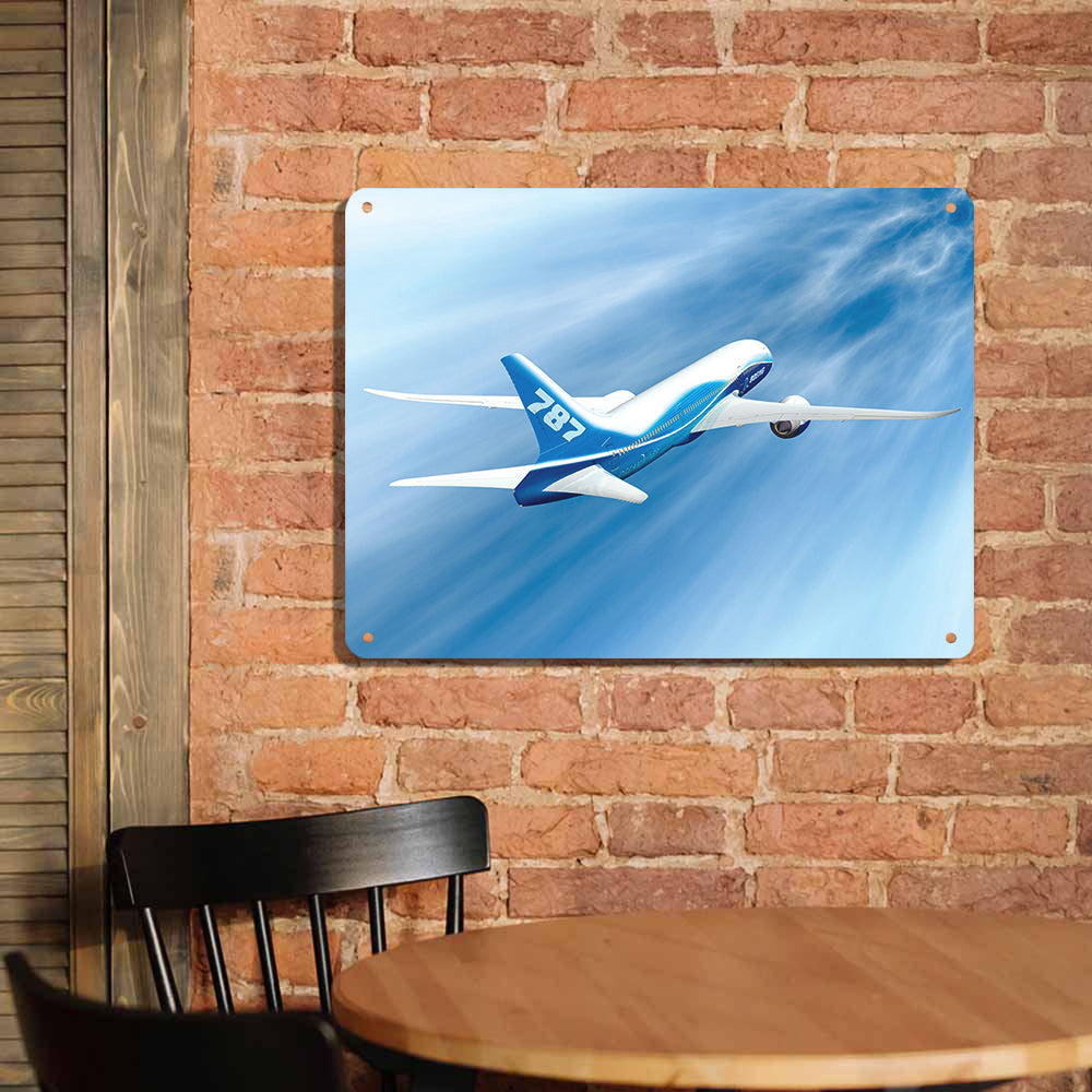 Beautiful Painting of Boeing 787 Dreamliner Printed Metal Sign