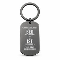 Thumbnail for Bedford Hanscom Field Airport BED - Key Chain - Customizable Boarding Pass - Black