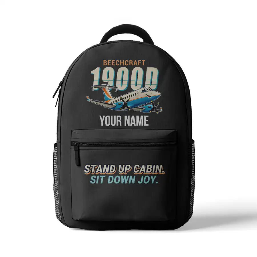 Beechcraft 1900D - 3D Backpack - Cartoon + Name - Gray