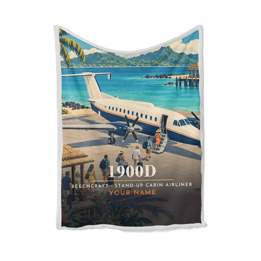 Beechcraft 1900D - 3D + Name - Blanket - Full Print