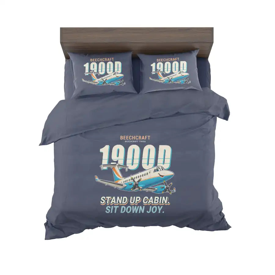 Beechcraft 1900D - Cartoon - Bedding Set - Navy Blue