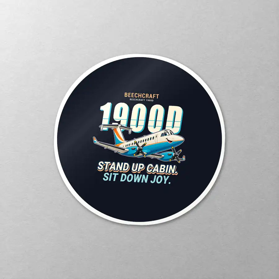 Beechcraft 1900D - Cartoon - Circle Sticker - Close-up