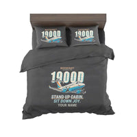 Thumbnail for Beechcraft 1900D - Cartoon + Name - Bedding Set - Black