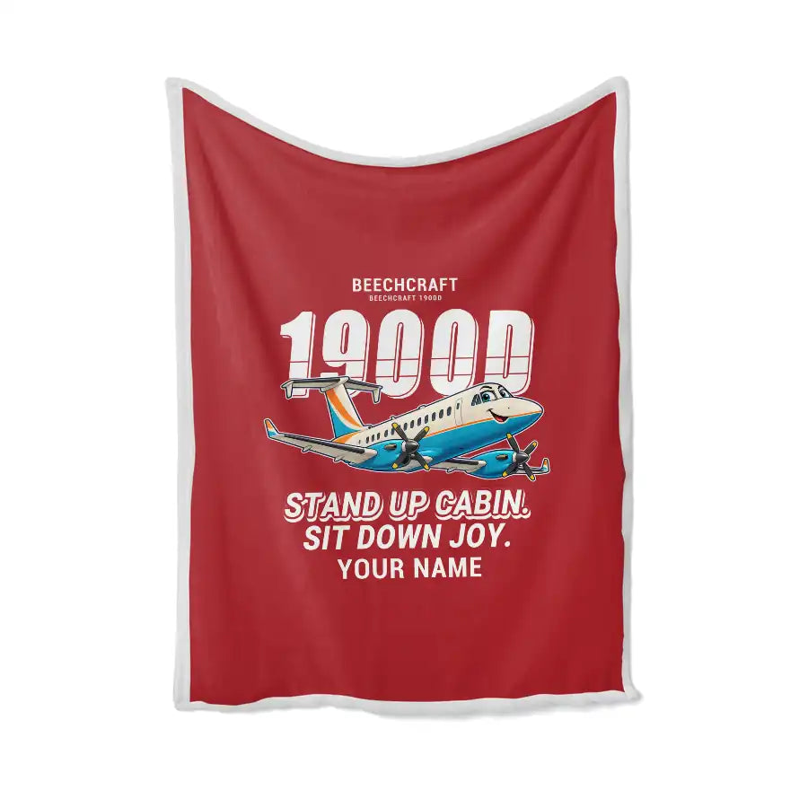 Beechcraft 1900D - Cartoon + Name - Blanket - Red