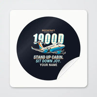 Thumbnail for Beechcraft 1900D - Cartoon + Name - Circle Sticker - Peel
