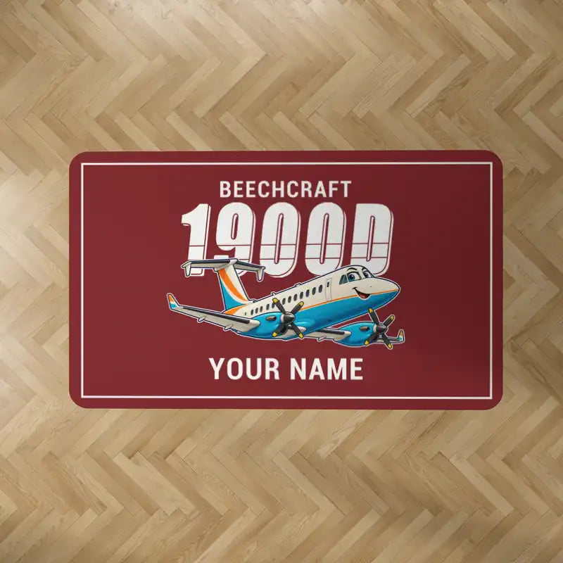 Beechcraft 1900D - Cartoon + Name - Rectangle Carpet - Dark Red