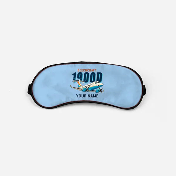 Beechcraft 1900D - Cartoon + Name - Sleep Mask - Light Blue
