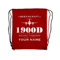 Thumbnail for Beechcraft 1900D - Drawstring Bag - Heritage + Name - Red