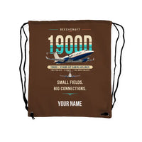 Thumbnail for Beechcraft 1900D - Drawstring Bag - Original + Name - Brown