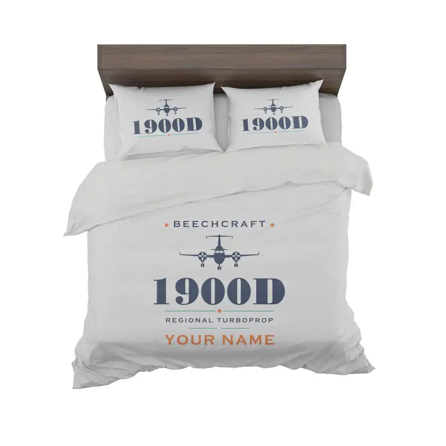 Beechcraft 1900D - Heritage + Name - Bedding Set - Light Gray