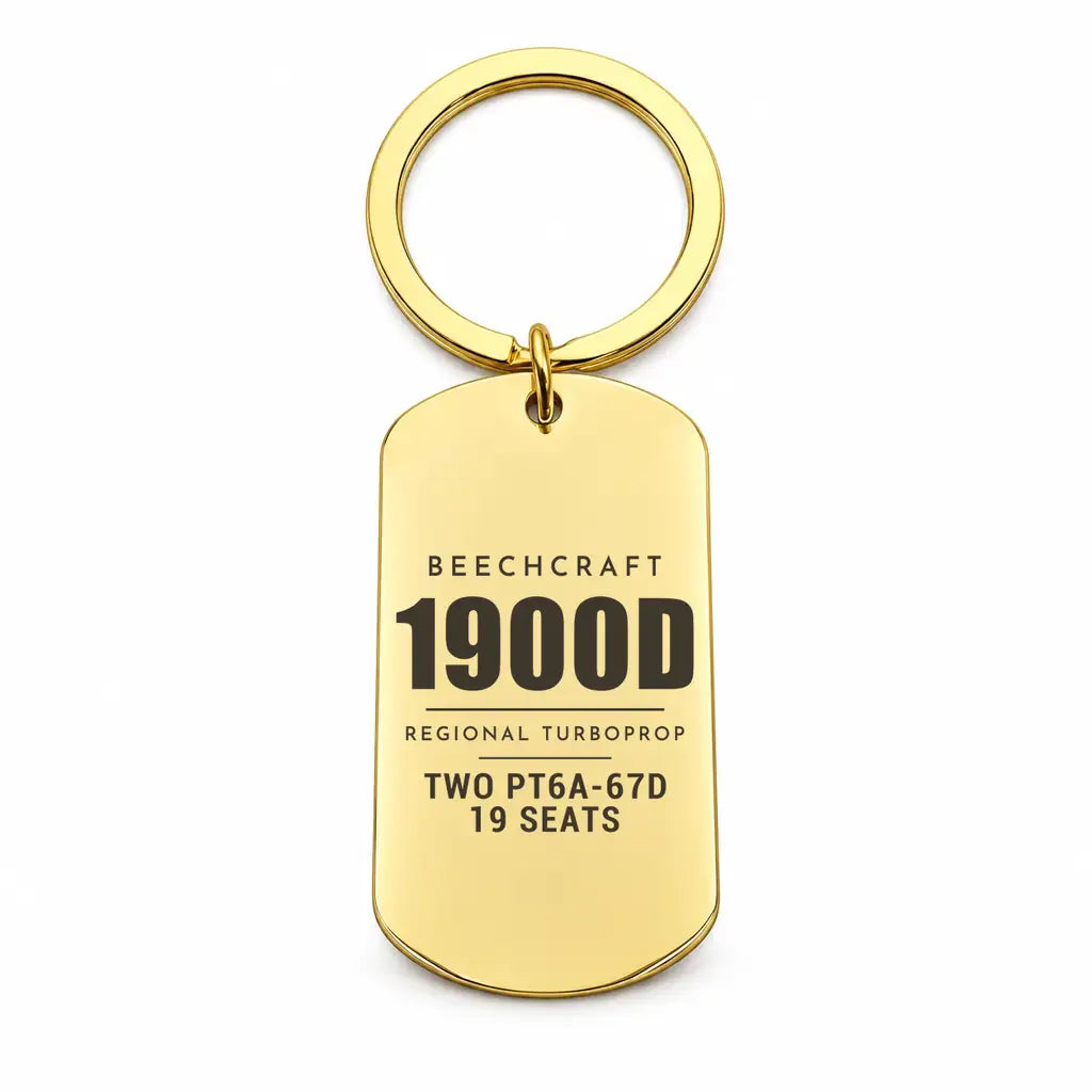 Beechcraft 1900D - Key Chain - Tag - Gold