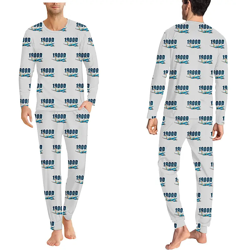Beechcraft 1900D - Men Pajamas - Cartoon Pattern - Light Gray