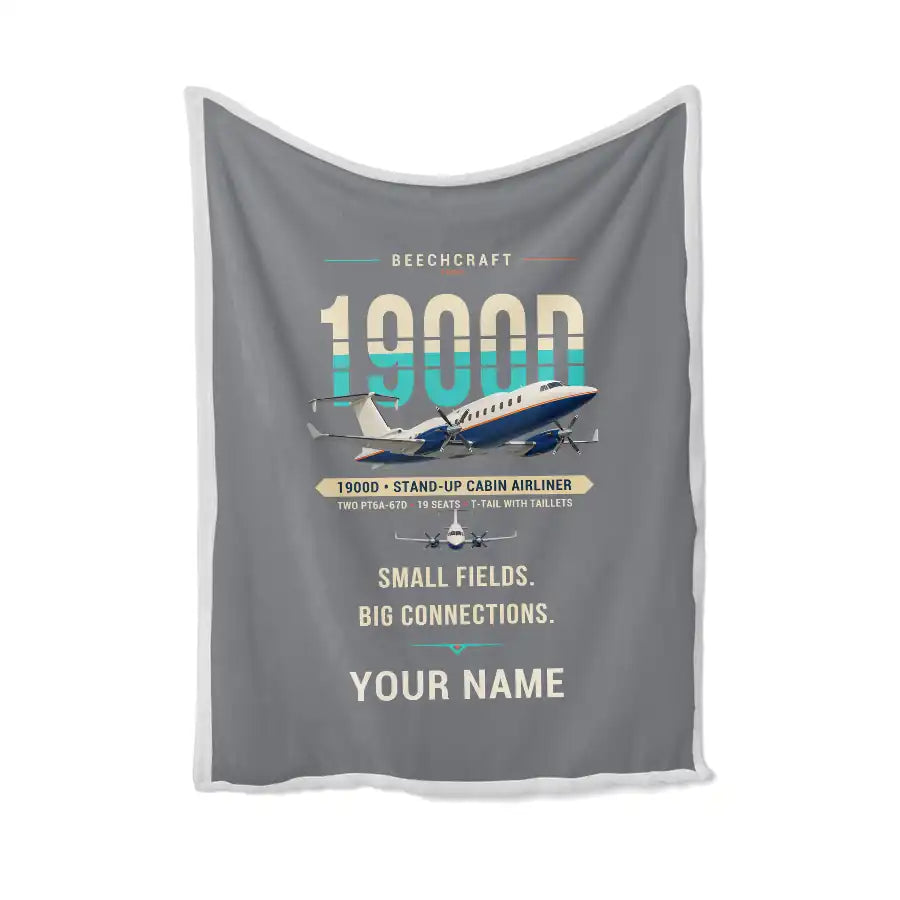 Beechcraft 1900D - Original + Name - Blanket - Gray
