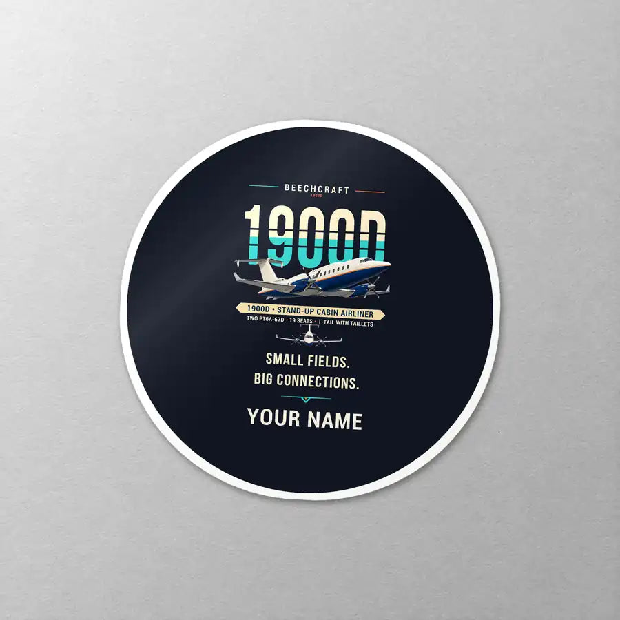 Beechcraft 1900D - Original + Name - Circle Sticker - Close-up