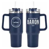 Thumbnail for Beechcraft Baron G58 - 40oz Car Mug - Tag + Name - Navy Blue