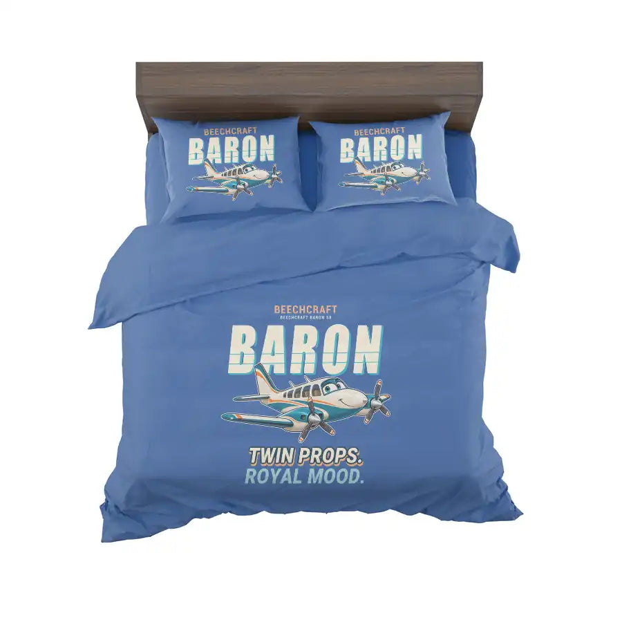 Beechcraft Baron G58 - Cartoon - Bedding Set - Blue