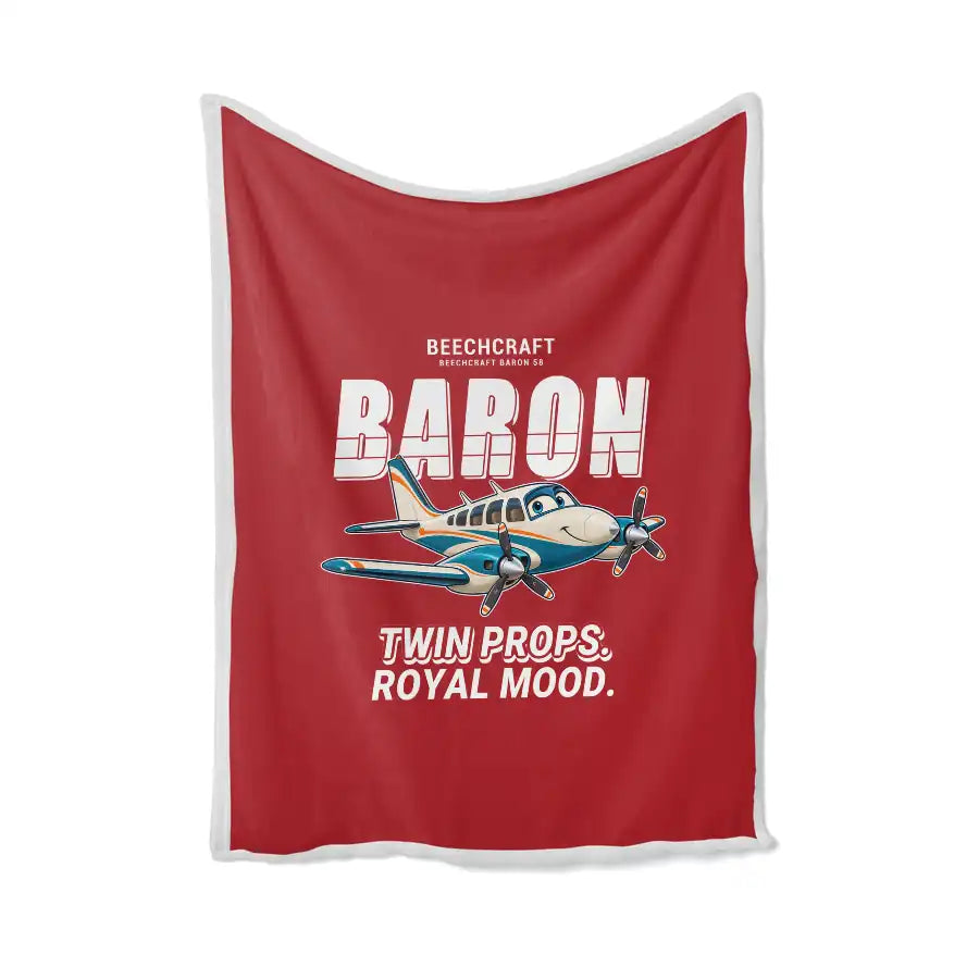Beechcraft Baron G58 - Cartoon - Blanket - Red