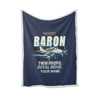 Thumbnail for Beechcraft Baron G58 - Cartoon + Name - Blanket - Navy Blue
