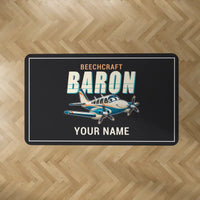 Thumbnail for Beechcraft Baron G58 - Cartoon + Name - Rectangle Carpet - Black