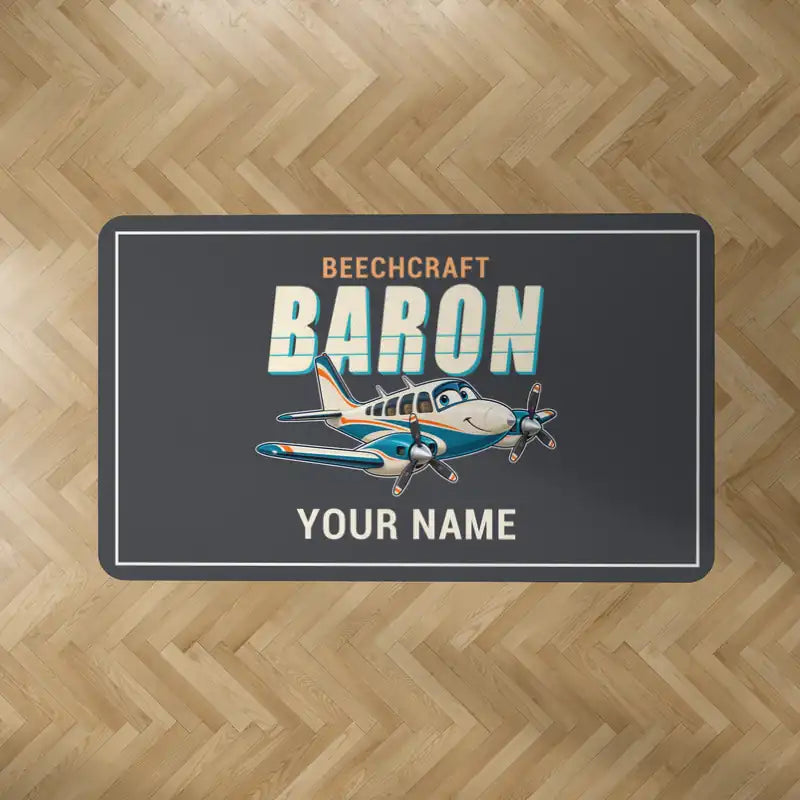 Beechcraft Baron G58 - Cartoon + Name - Rectangle Carpet - Dark Gray