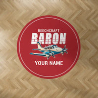 Thumbnail for Beechcraft Baron G58 - Cartoon + Name - Round Carpet - Red