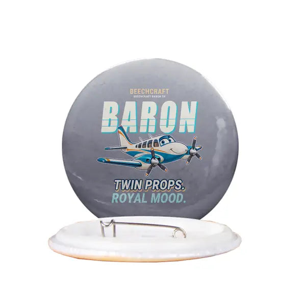 Beechcraft Baron G58 - Cartoon - Pin - Gray