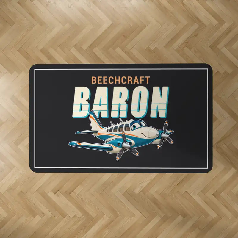 Beechcraft Baron G58 - Cartoon - Rectangle Carpet - Black
