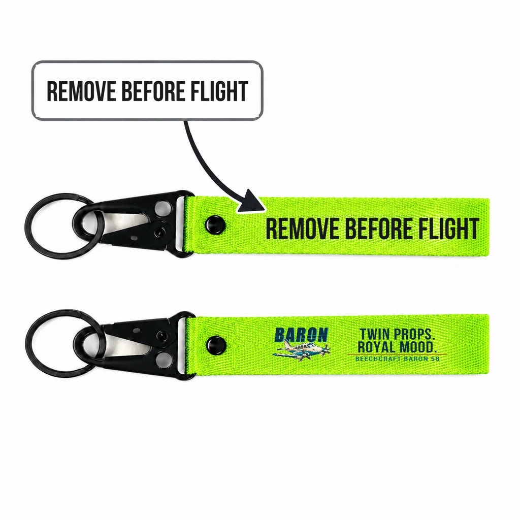Beechcraft Baron G58 Hawk-Shaped Key Chains - Light Green - Cartoon - Remove Before Flight