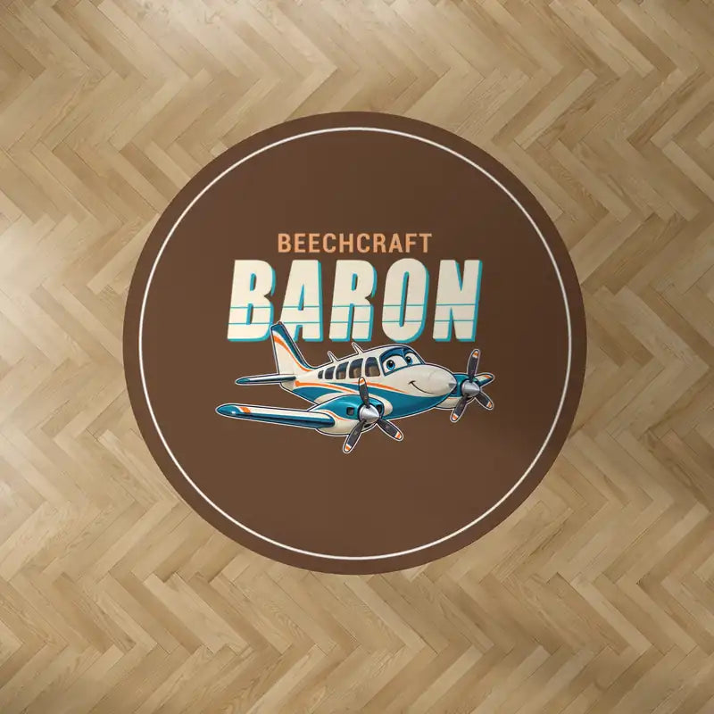 Beechcraft Baron G58 - Cartoon - Round Carpet - Brown