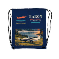 Thumbnail for Beechcraft Baron G58 - Drawstring Bag - Classic - Dark Blue