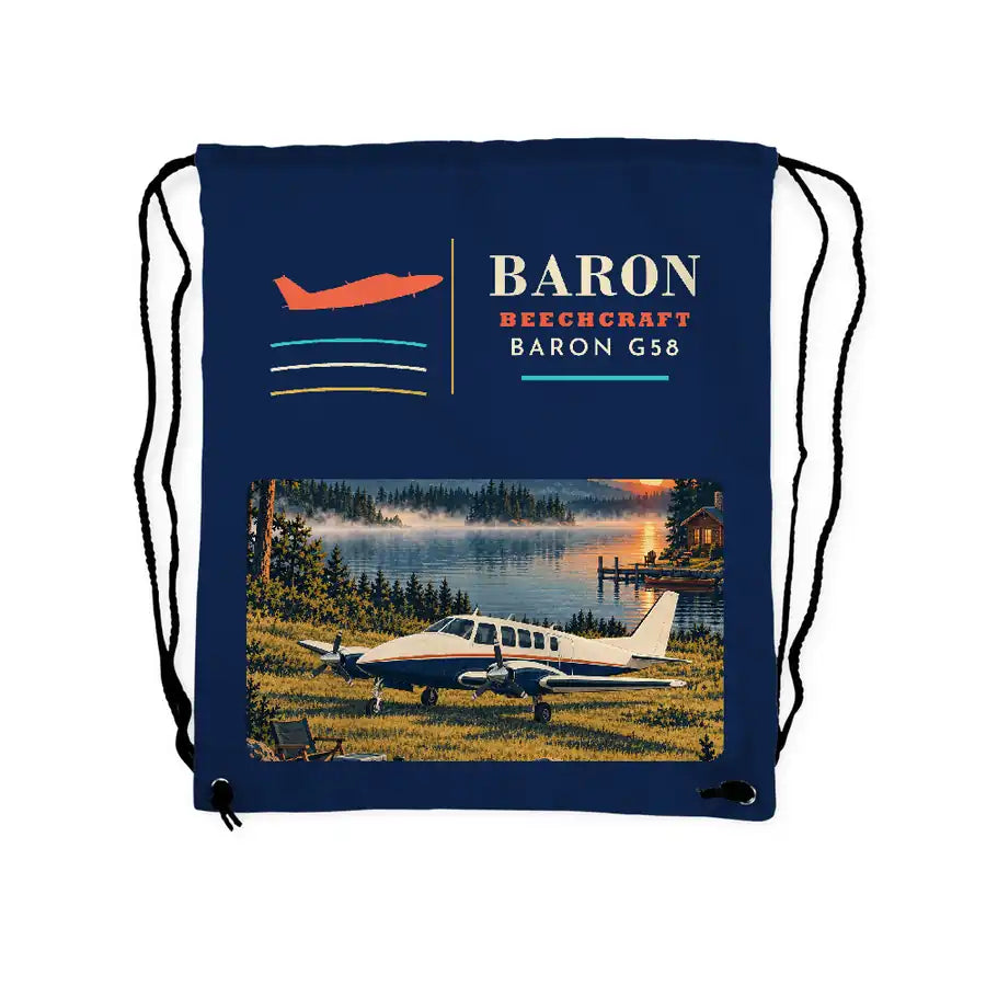 Beechcraft Baron G58 - Drawstring Bag - Classic - Dark Blue