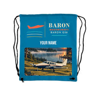 Thumbnail for Beechcraft Baron G58 - Drawstring Bag - Classic + Name - Light Blue