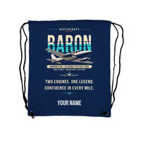 Thumbnail for Beechcraft Baron G58 - Drawstring Bag - Original + Name - Dark Blue