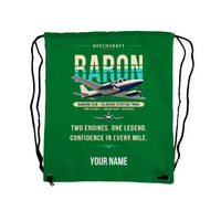 Thumbnail for Beechcraft Baron G58 - Drawstring Bag - Original + Name - Green