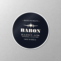 Thumbnail for Beechcraft Baron G58 - Heritage - Circle Sticker - Close-up